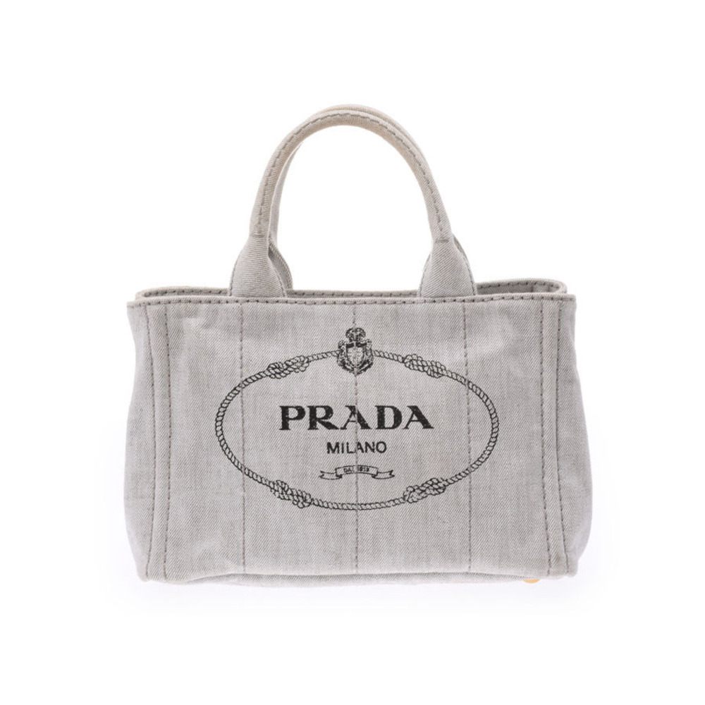 Prada Canapa Canvas Strap Tote Gray Bag - Picture 2 of 11
